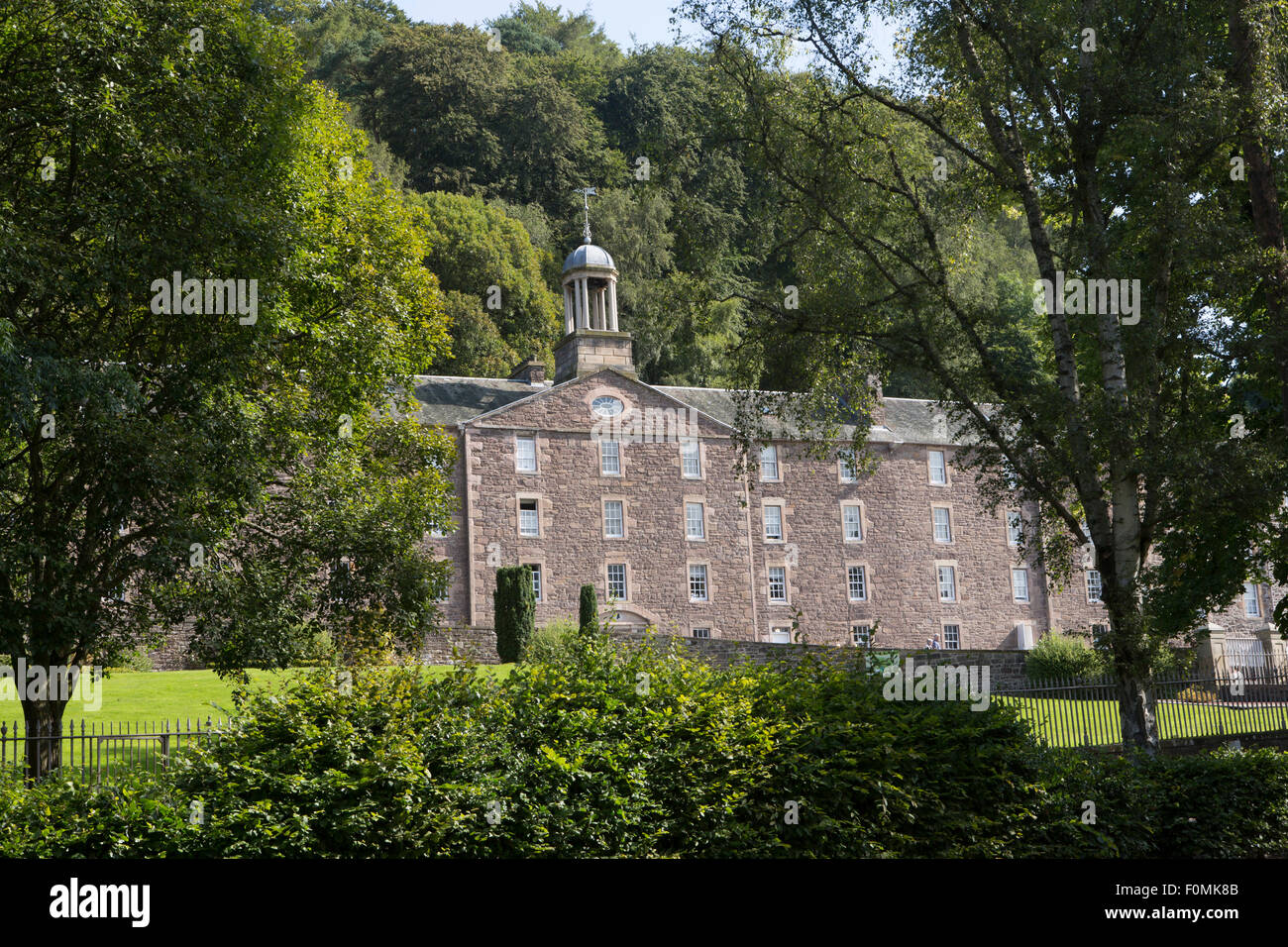 Buildings in the New Lanark World Heritage Site, a cotton mill village run on the socialist principles of Robert Owen and built in the 18th Century Stock Photo