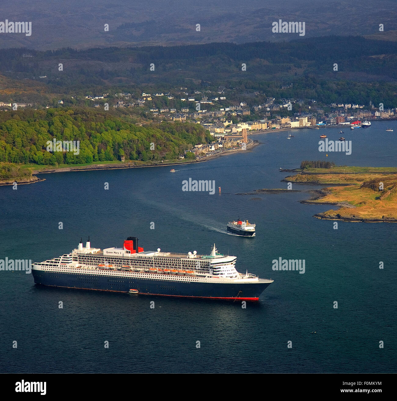 Queen Mary 2 visits Oban, Argyll, Scotland, UK Stock Photo