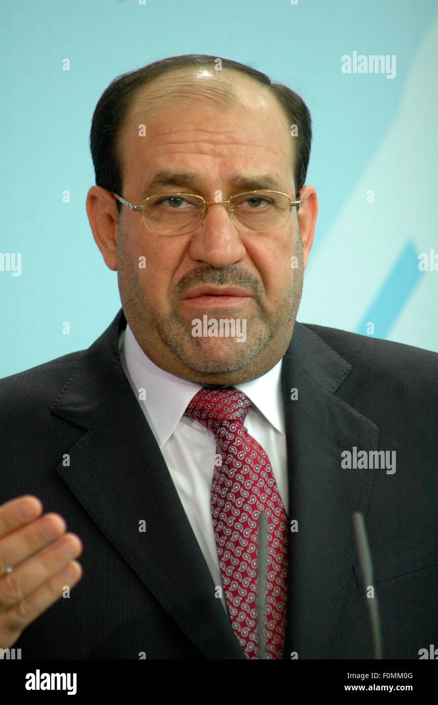 Nouri Al-Maliki  - Presseunterrichtung nach einem Treffen des irakischen Ministerpraesidenten mit der Bundeskanzlerin, 22. Juli Stock Photo