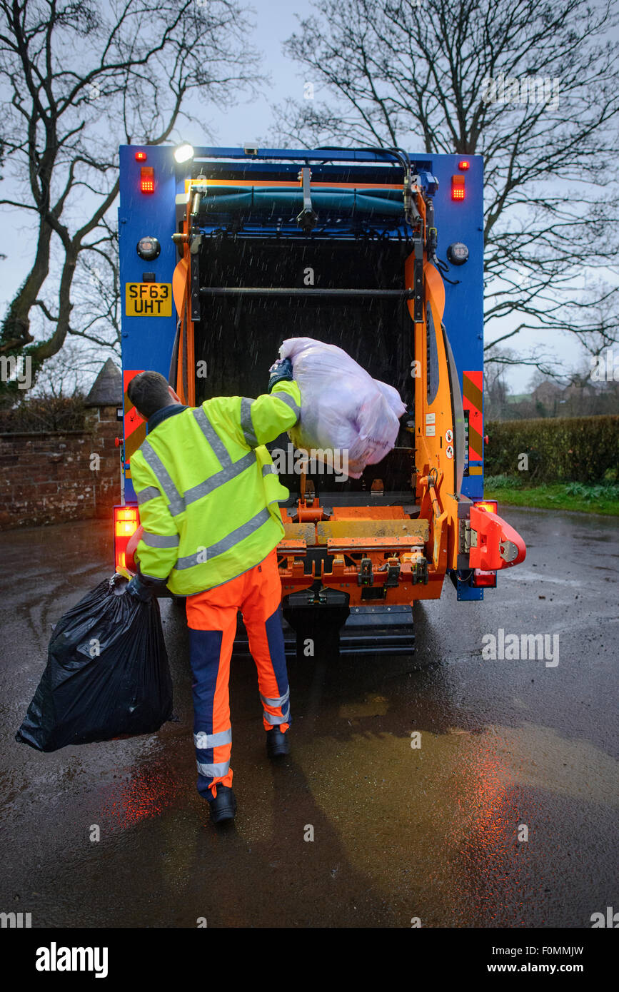 Council 'bin men' refuse collection in rural Scotland Stock Photo Alamy