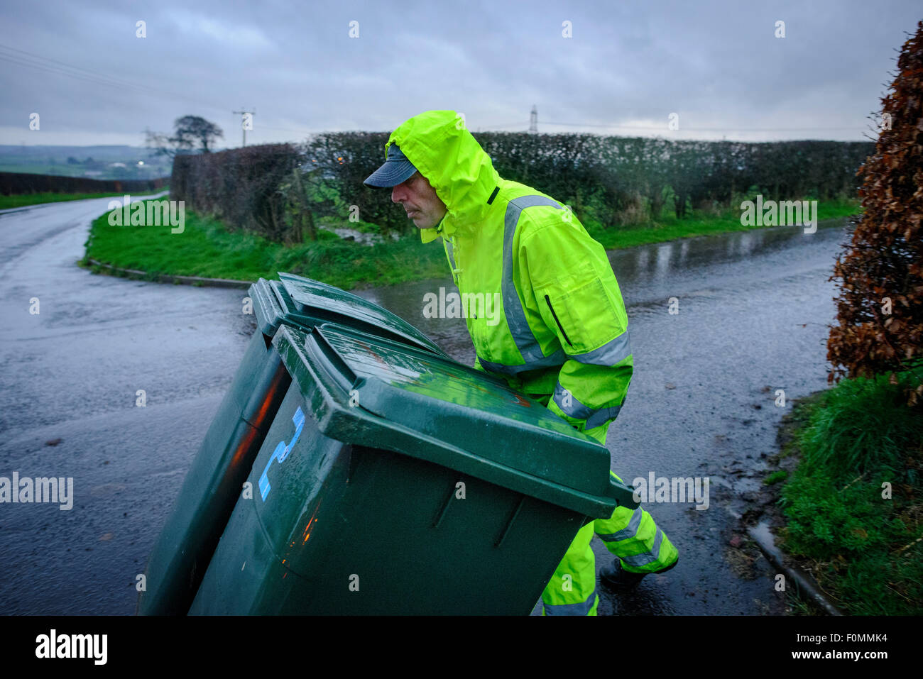 Council 'bin men' refuse collection in rural Scotland Stock Photo Alamy