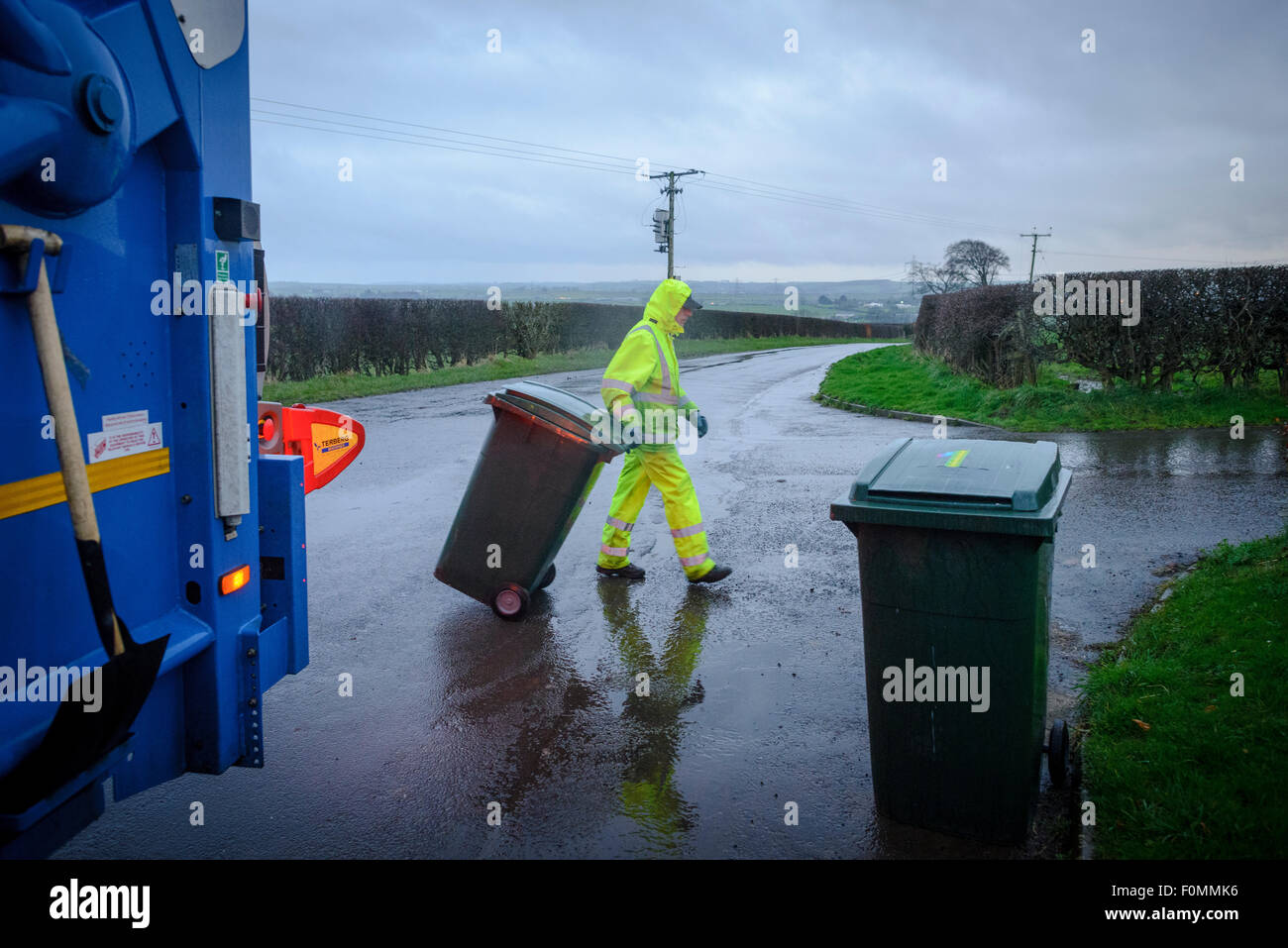 Council 'bin men' refuse collection in rural Scotland Stock Photo Alamy