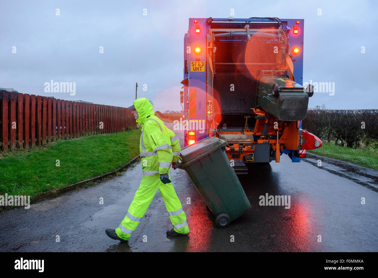 Council 'bin men' refuse collection in rural Scotland Stock Photo Alamy