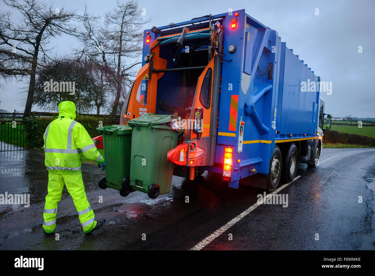 Council 'bin men' refuse collection in rural Scotland Stock Photo Alamy