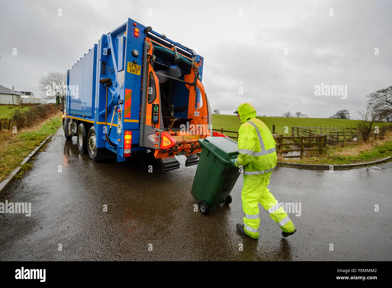 Council 'bin men' refuse collection in rural Scotland Stock Photo Alamy