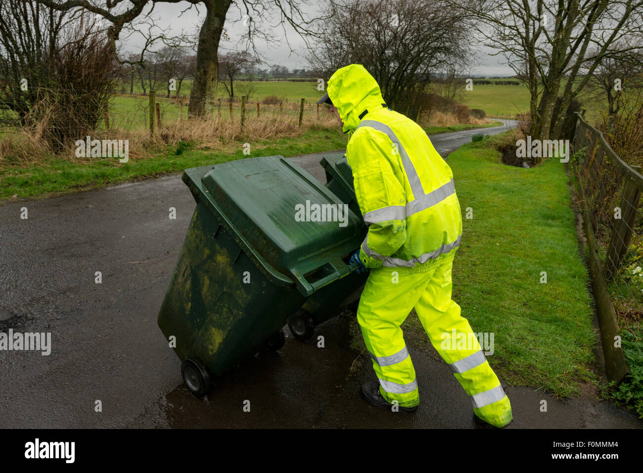 Council 'bin men' refuse collection in rural Scotland Stock Photo Alamy