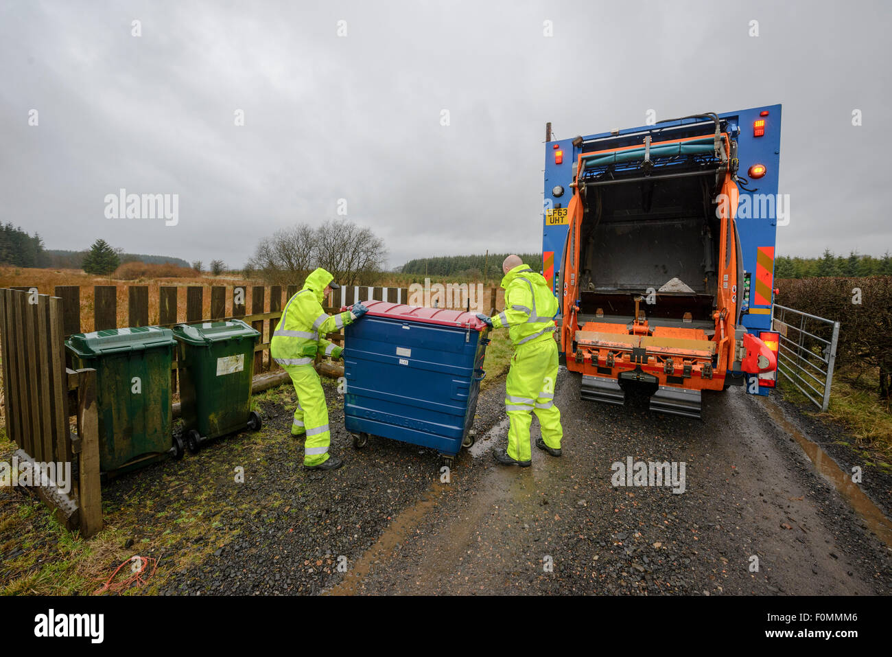 Council 'bin men' refuse collection in rural Scotland Stock Photo Alamy