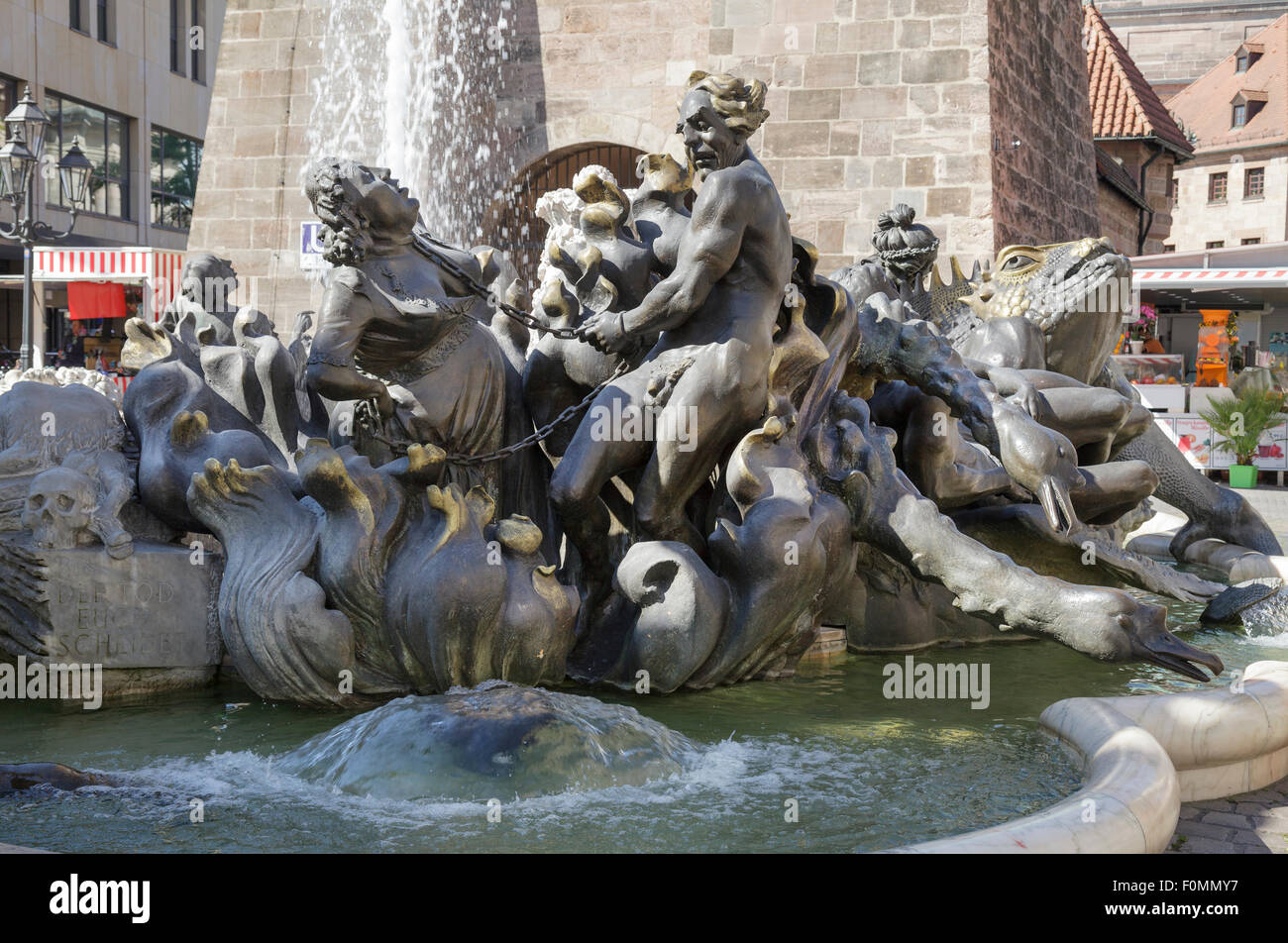 Ehekarussell Marriage Merry-Go-Round Fountain by  Jürgen Weber, Nuremberg, Bavaria, Germany Stock Photo