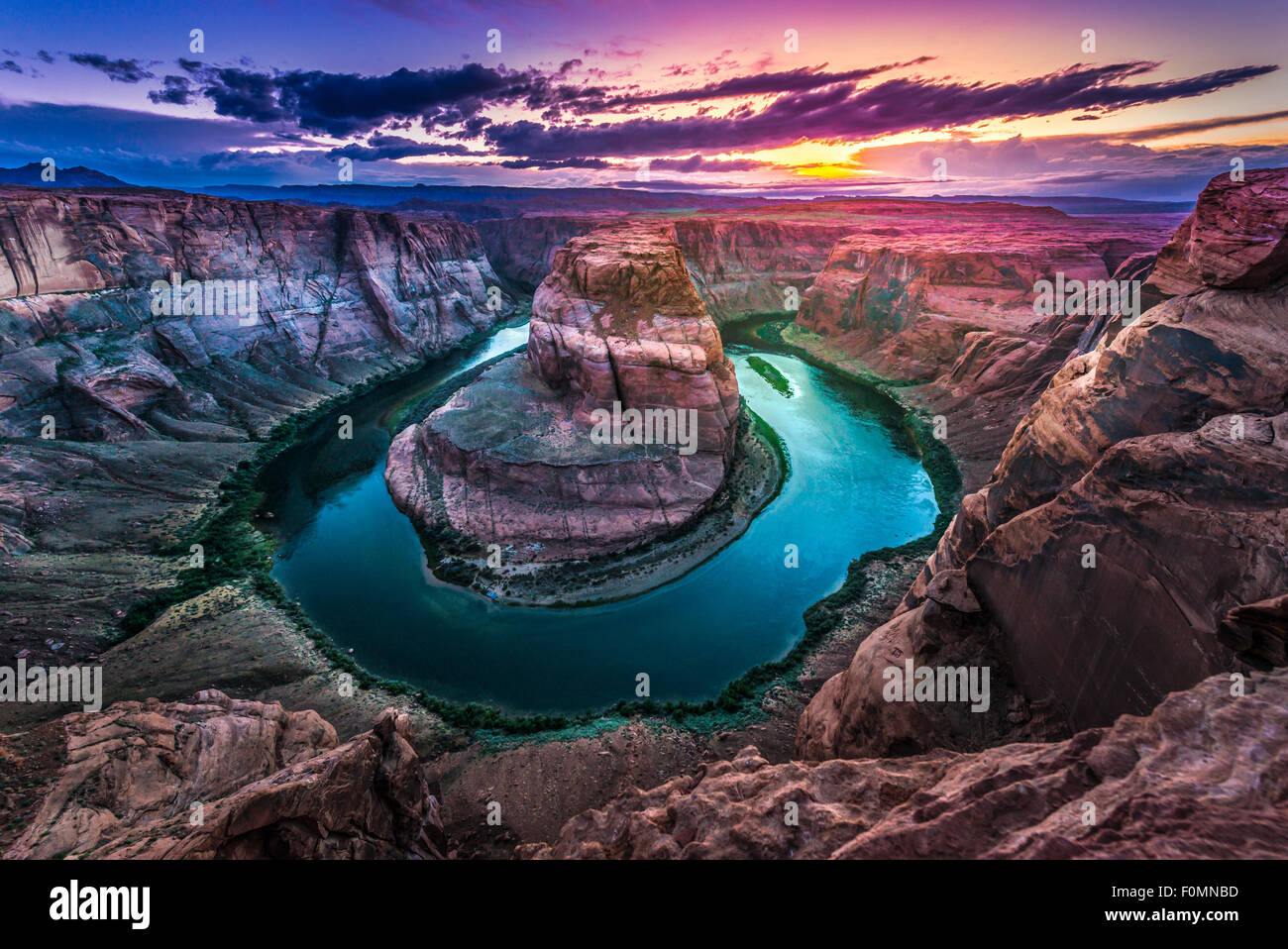 Horseshoe Bend at Sunset Stock Photo