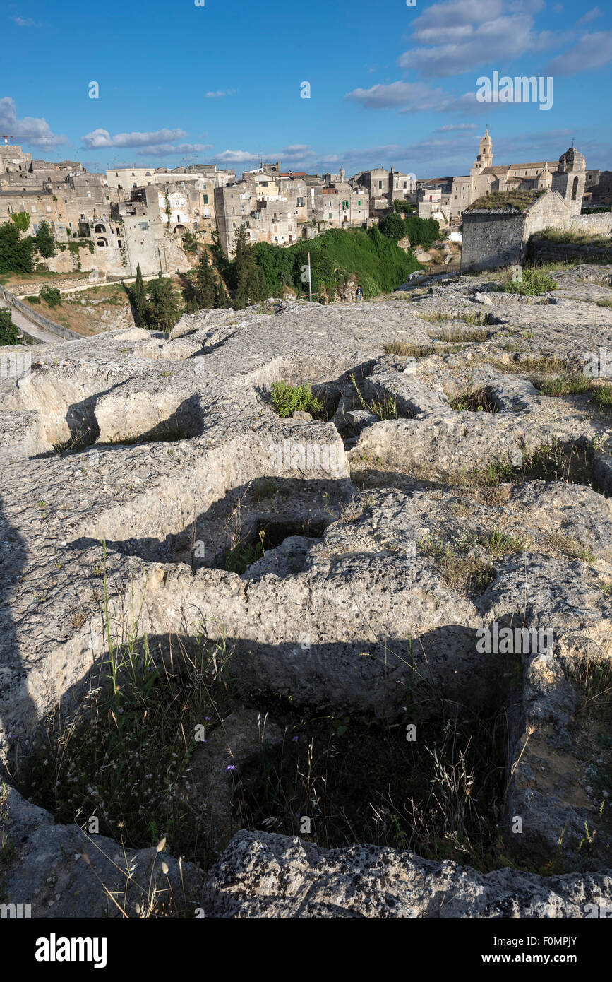 The ancient necropolis at Gravina in Puglia, Puglia, Southern Italy. Stock Photo