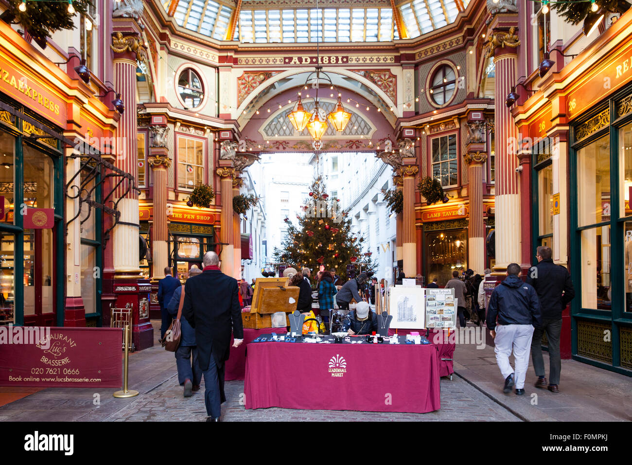 Leadenhall Market at Christmas, London Stock Photo