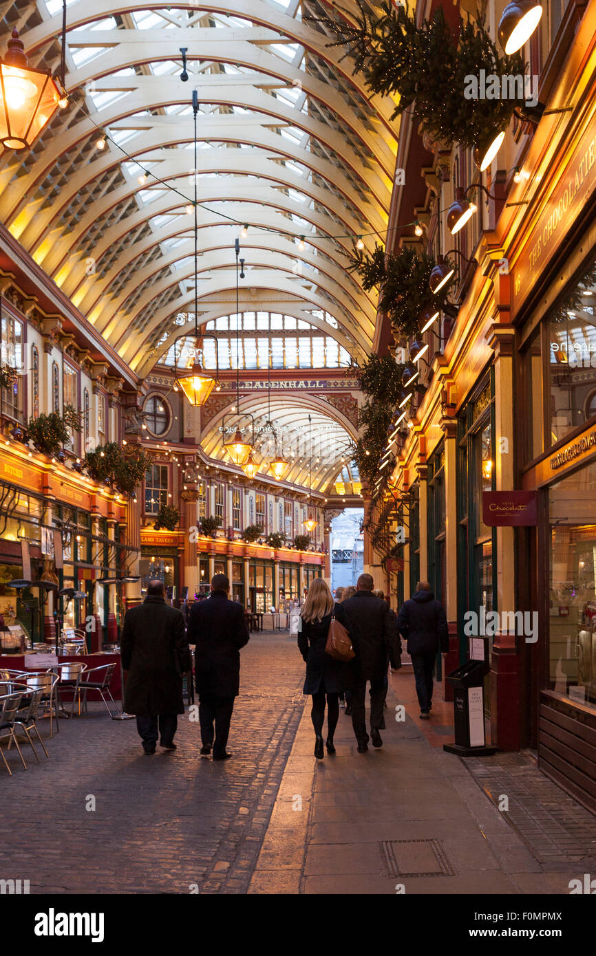 Leadenhall Market at Christmas, London Stock Photo