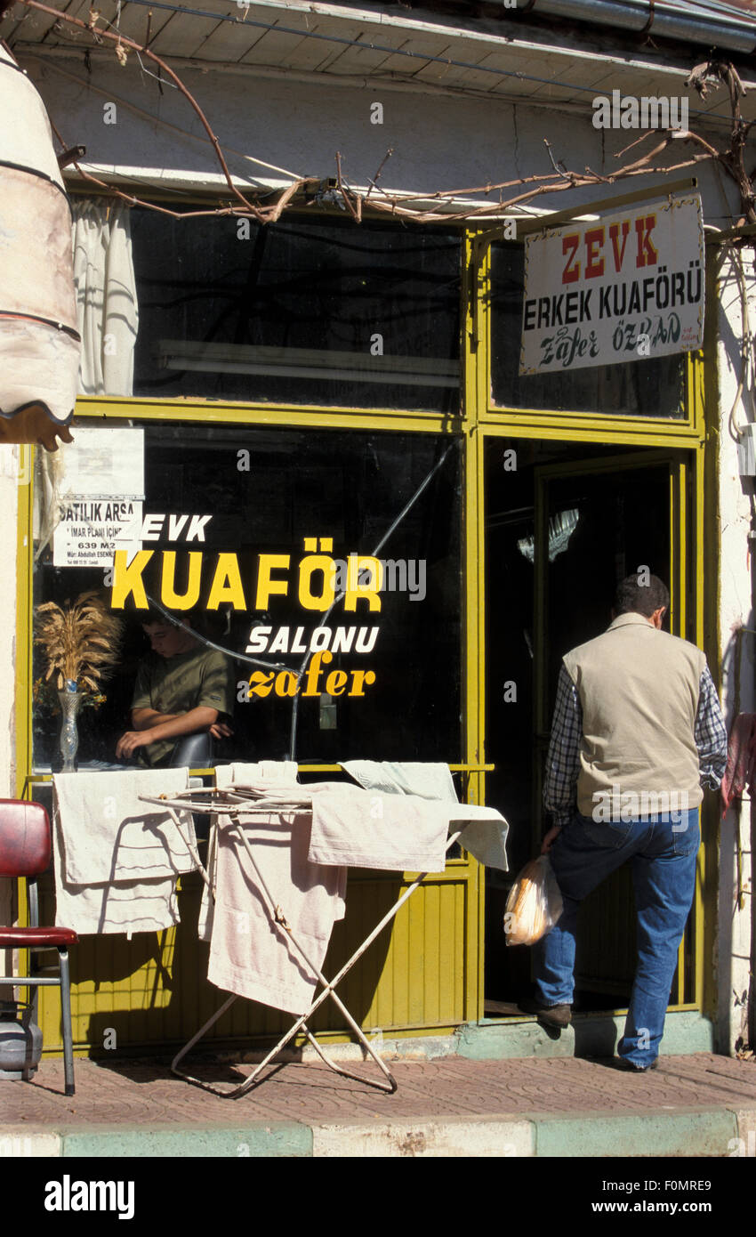 Male hairdressers in the village of Cevizli, Antalya province, Turkey