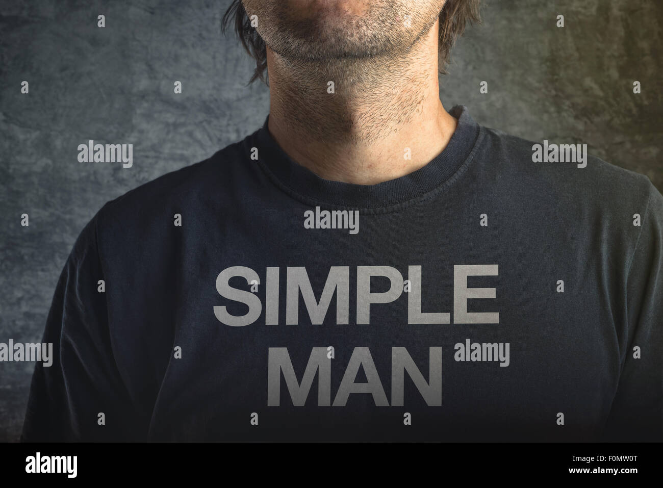 Simple man. Caucasian man simple.