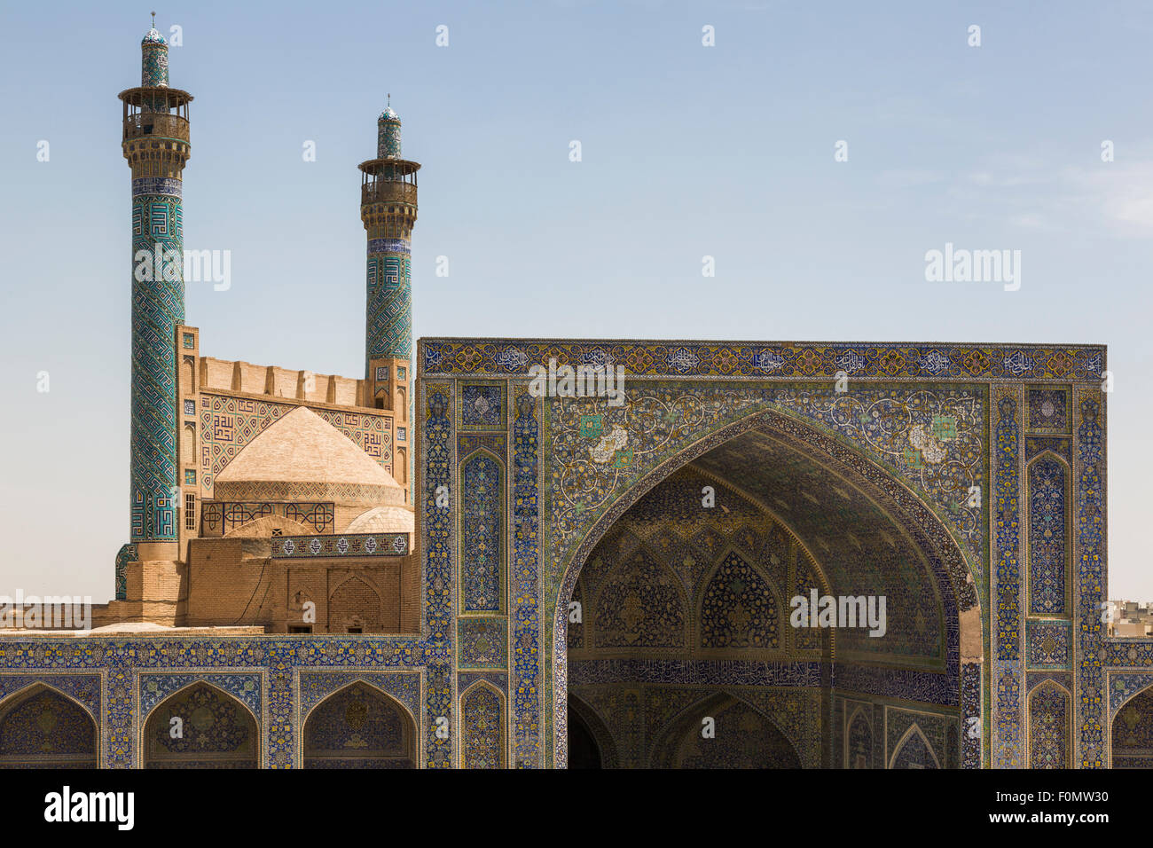 courtyard and iwan, the Masjid-i Shah, Isfahan, Iran Stock Photo