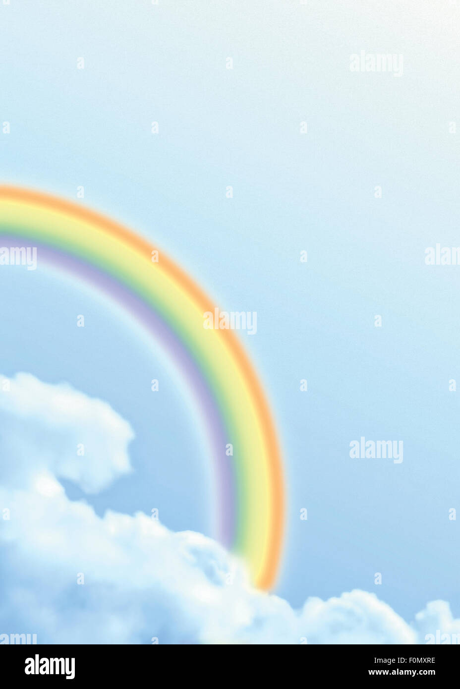 Illustration of a Rainbow in the sky with clouds Stock Photo - Alamy