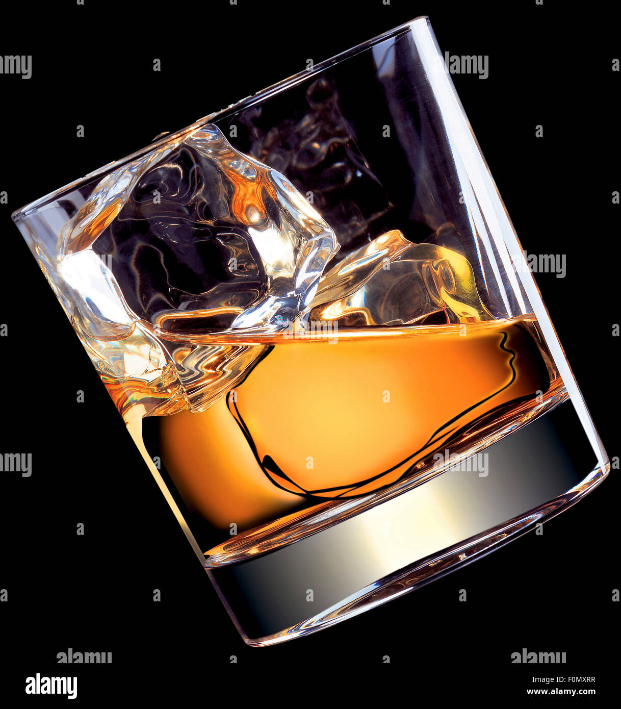 Illustration - whiskey on the rocks Stock Photo - Alamy
