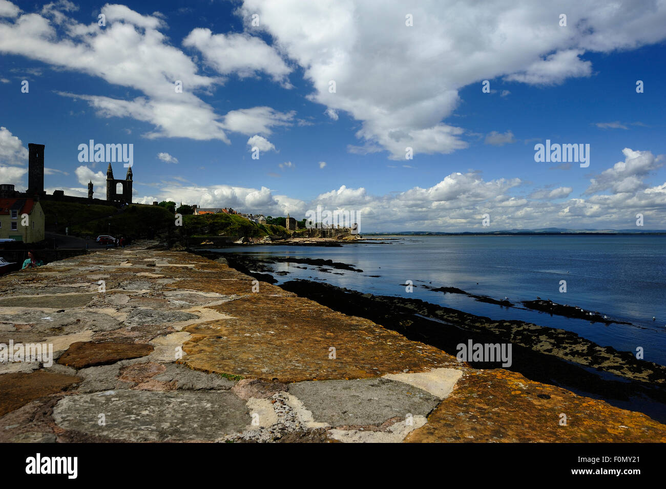 Harbour Wall of St Andrew's, Scotland Stock Photo