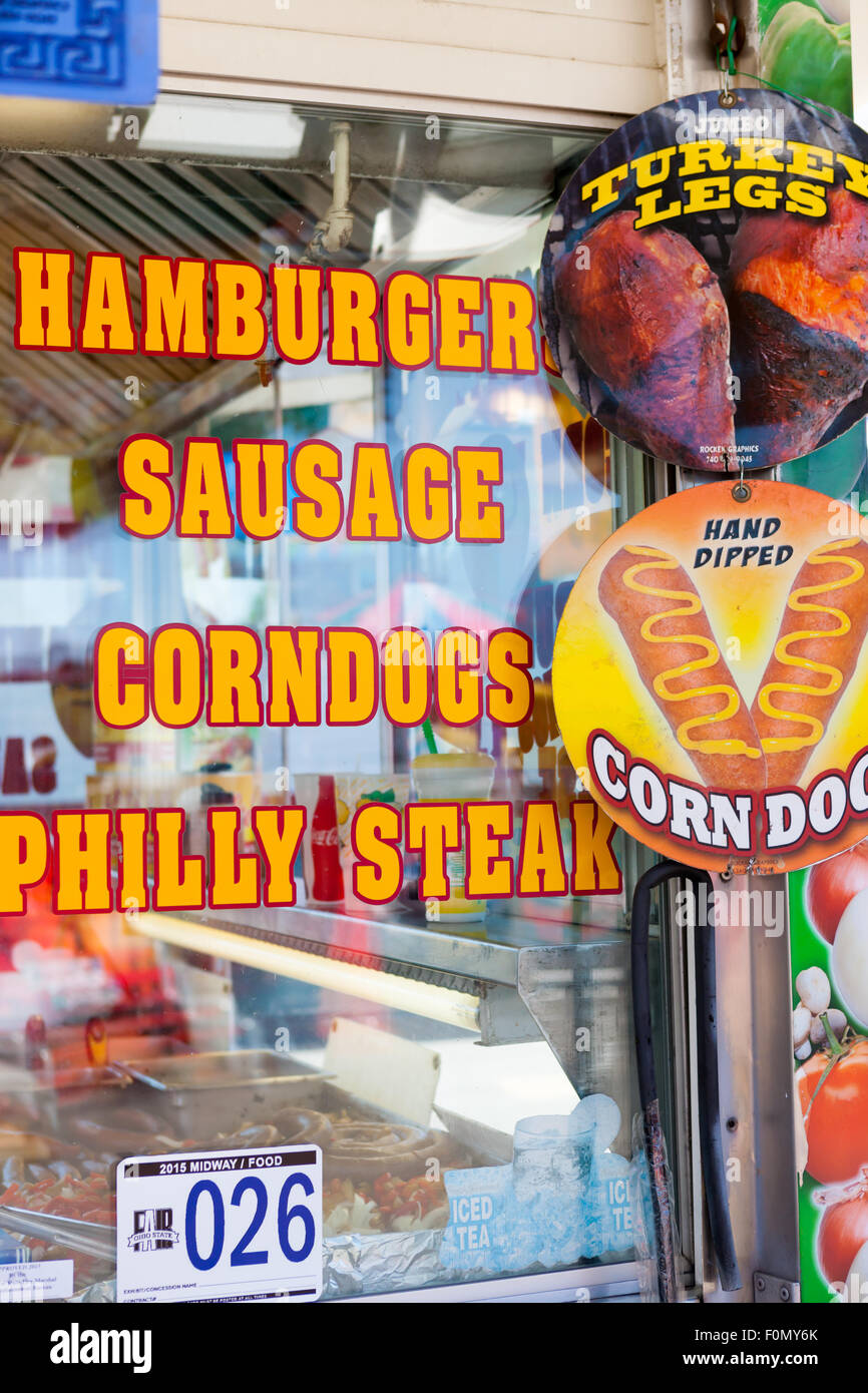 A food concession selling various snacks at the Ohio State Fair in Columbus, Ohio. Stock Photo