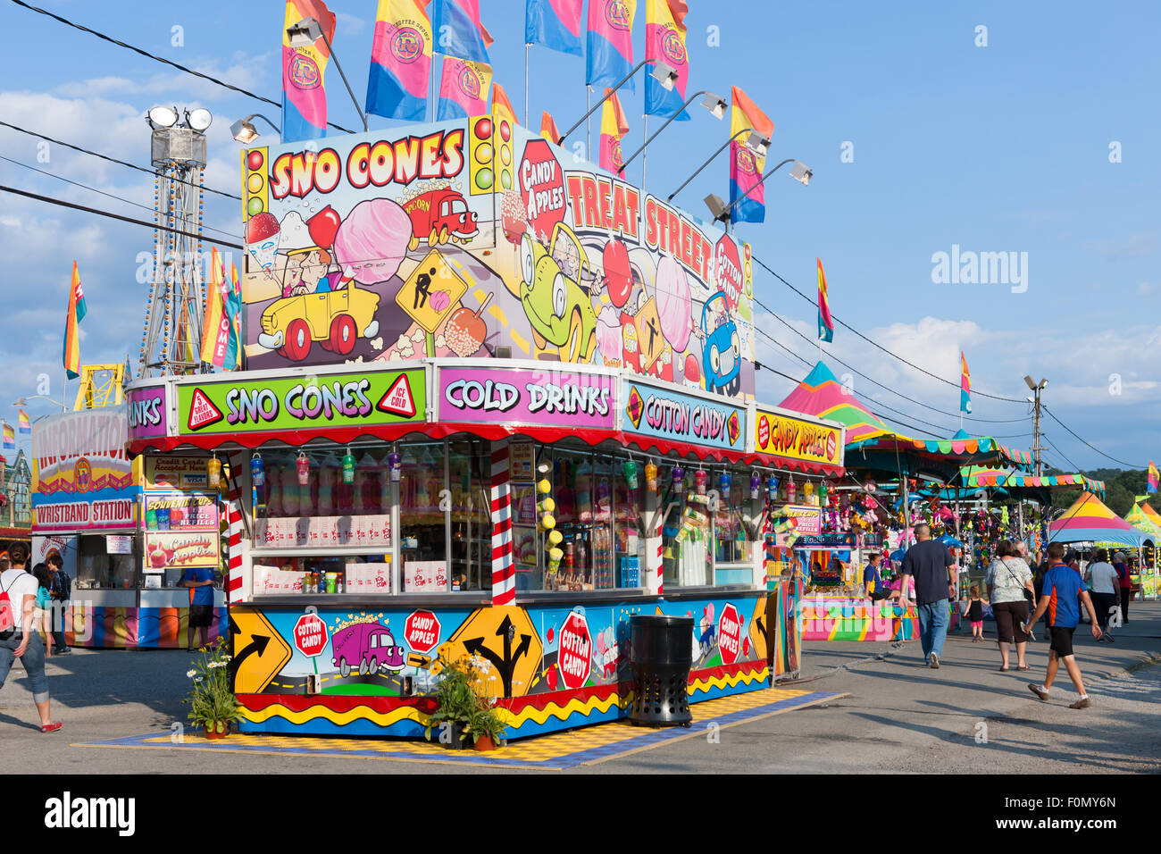 A food concession selling various snacks at the New Jersey State Fair at the Sussex County Fairgrounds in Augusta, New Jersey. Stock Photo