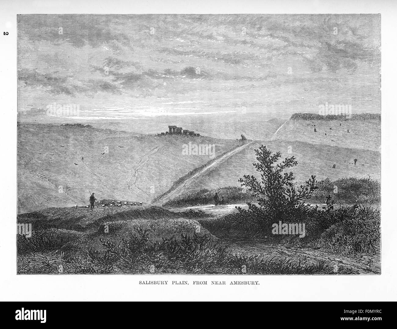 Stonehenge on the Salisbury Plain Near Amesbury Engraving Stock Photo ...