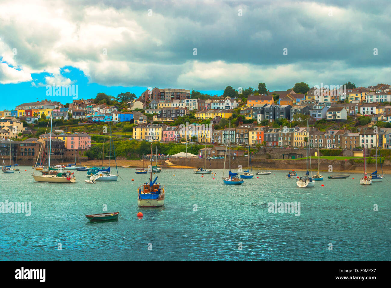 A beautiful view of Falmouth in Cornwall taken from Flushing. Stock Photo