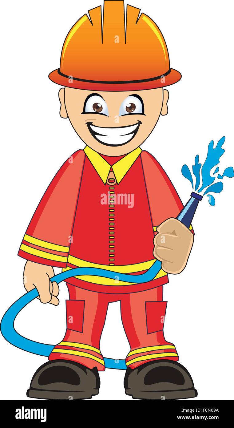 Firefighter in uniform with fire hose Stock Vector Image & Art - Alamy