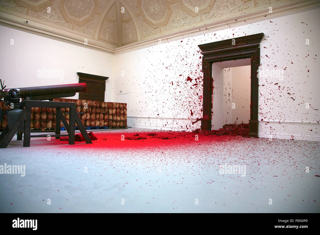 Anish Kapoor exhibition called 'Shooting into the Corner' at the Royal Academy of Art. London Stock Photo