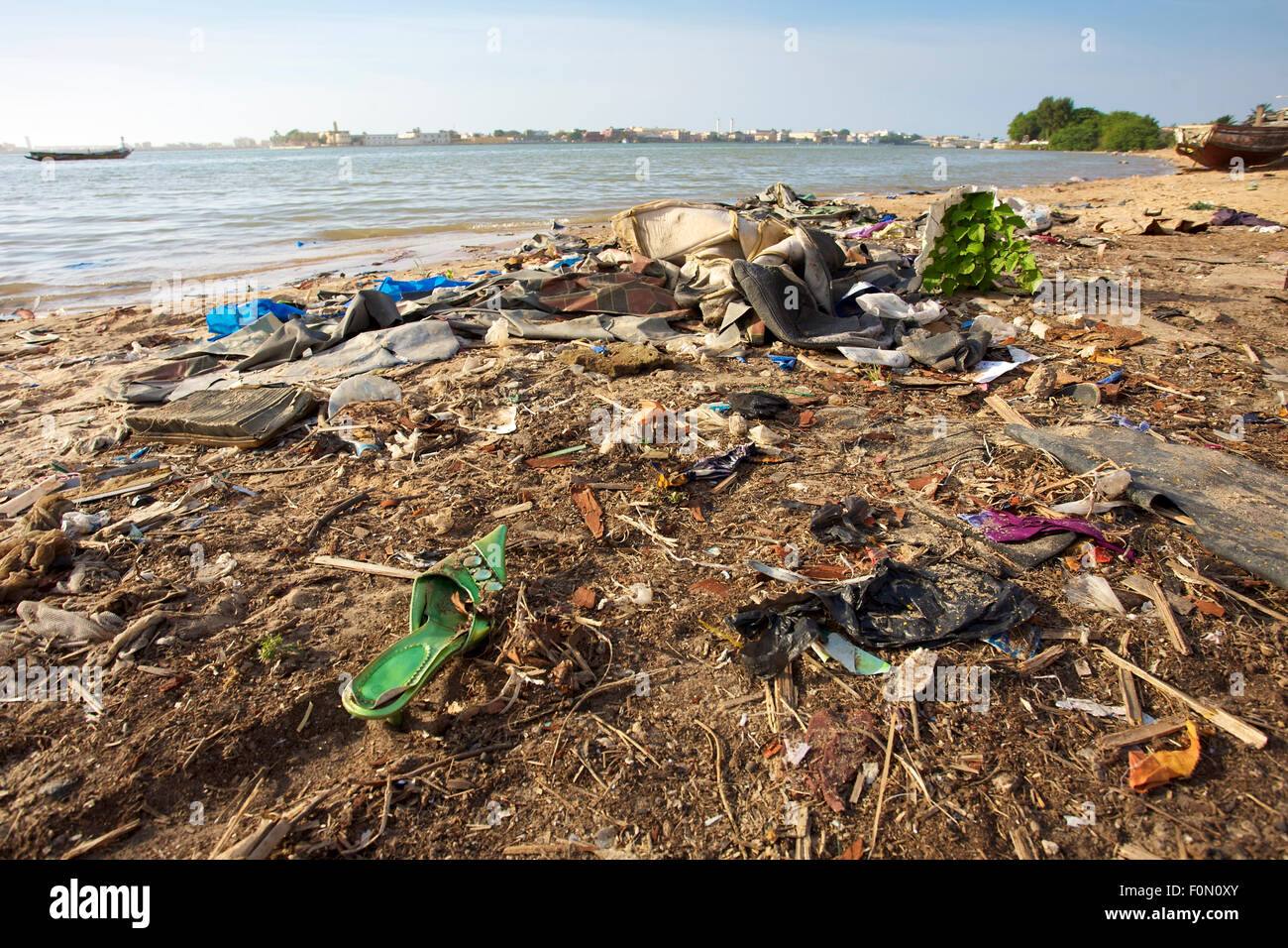 Rubbish on the beach of Saint Louis in Senegal Stock Photo