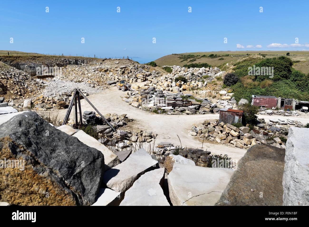 Stone quarry on St Albans head Purbeck Dorset Stock Photo