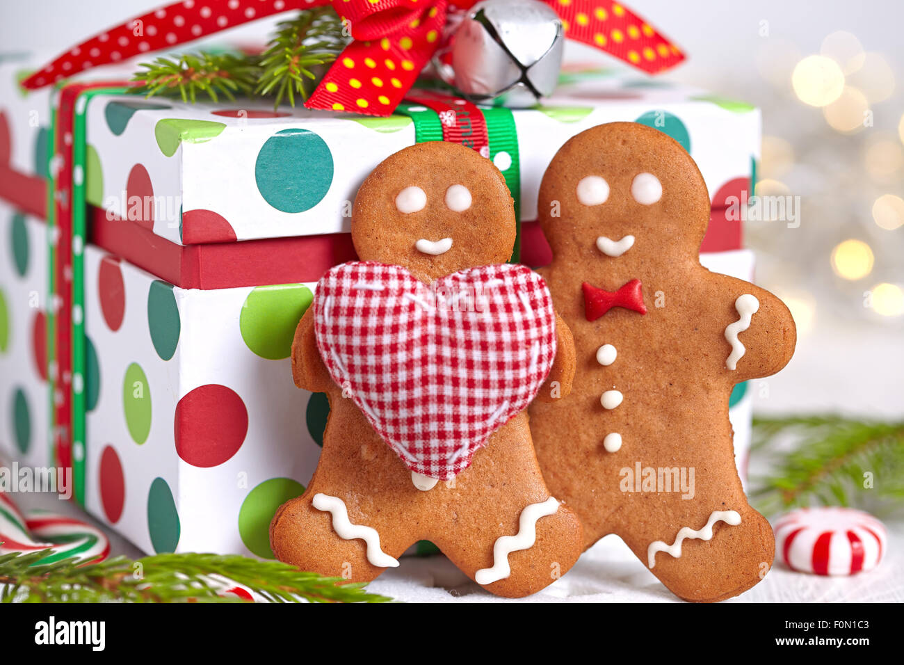 Christmas Decorations with Gingerbread man Stock Photo