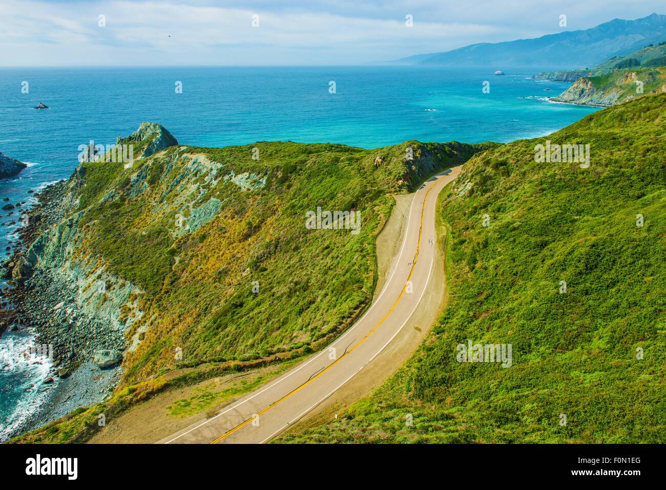 Famous California Coastal Highway 1. Scenic Route in California, United States. Stock Photo