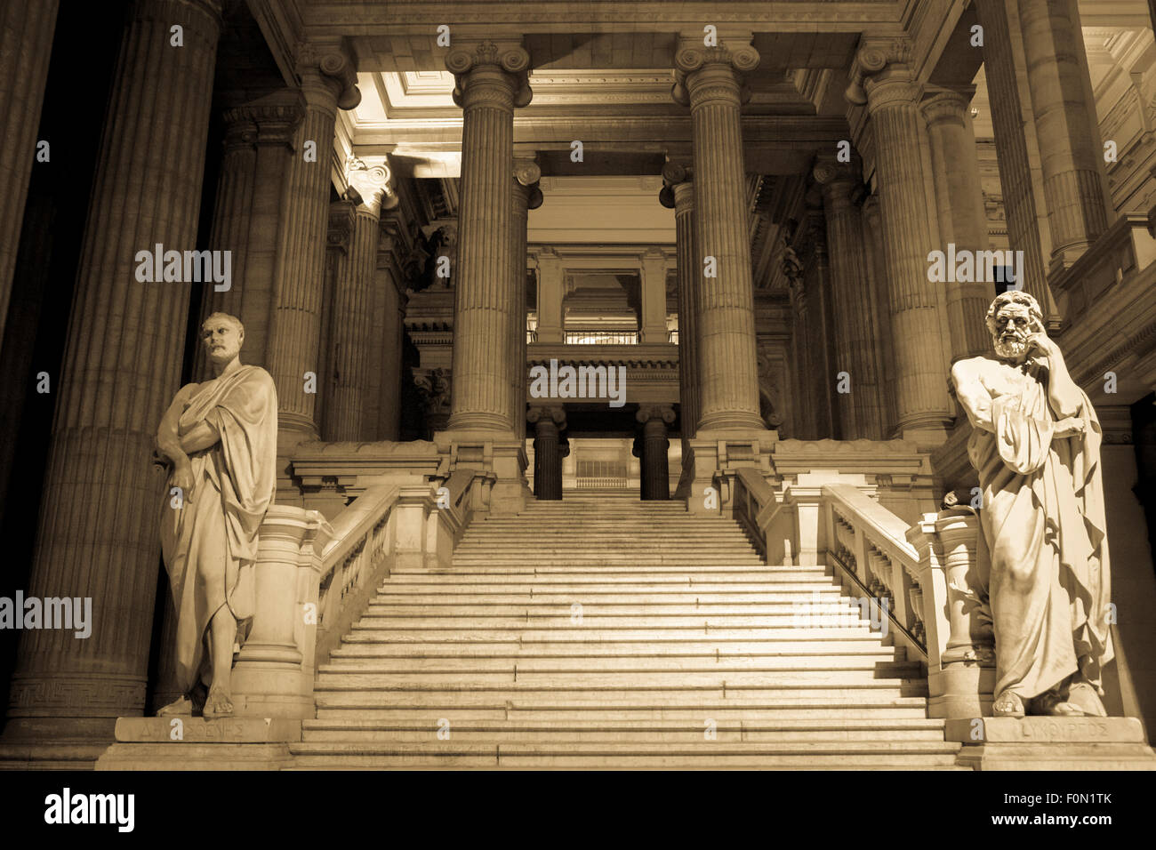 Palais de Justice, national courtroom in Brussels, Belgium. Duotone Stock Photo