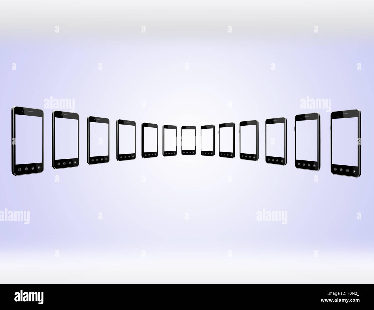 smart-phones transparent on the light blue gradient background Stock Photo