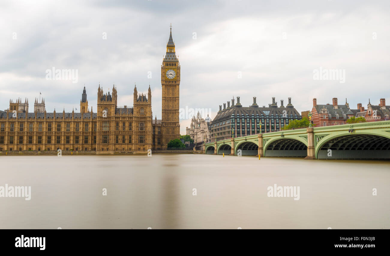 Long Exposure shot of Big Ben and Houses of Parliament, London, UK Stock Photo