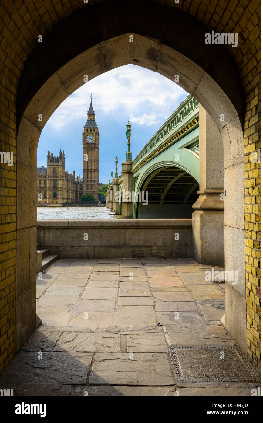 Big Ben and Houses of Parliament in a Frame, London, UK Stock Photo