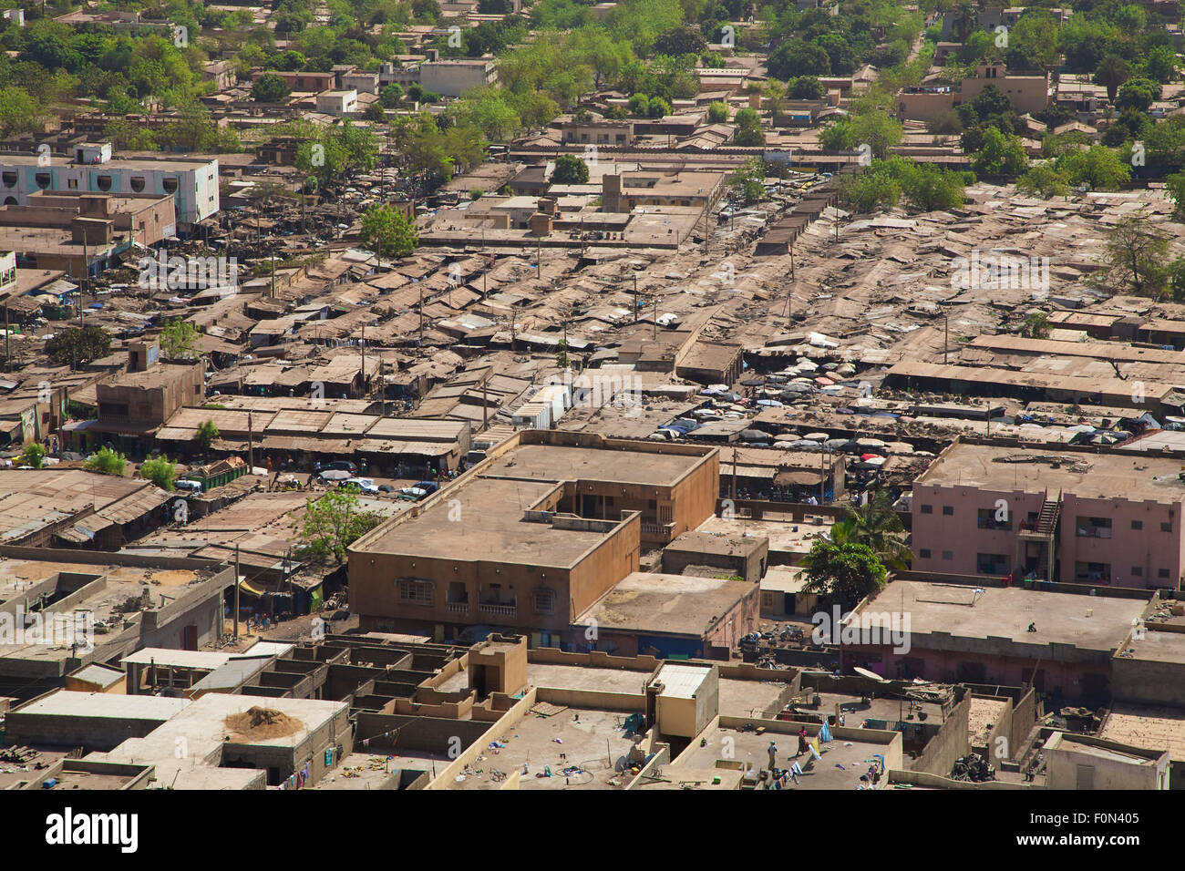 Aerial view of the city of Bamako in Mali during the day Stock Photo