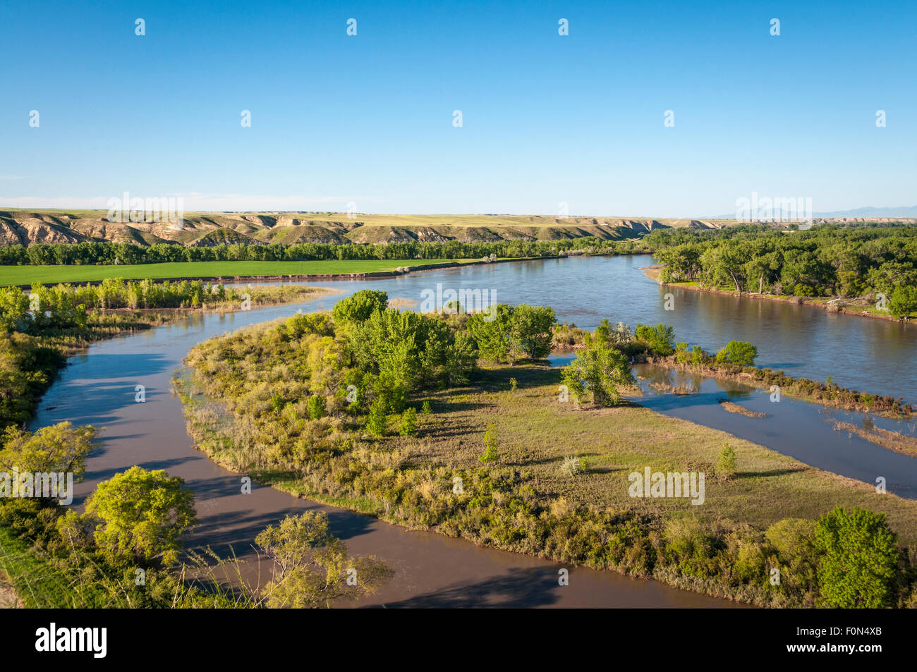 Decision Point overlook at the confluence of the Missouri and Marias Rivers, Central Montana. Stock Photo