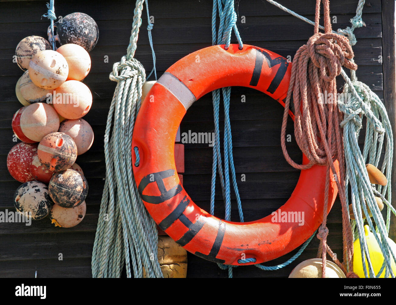 Life ring and ropes Stock Photo Alamy