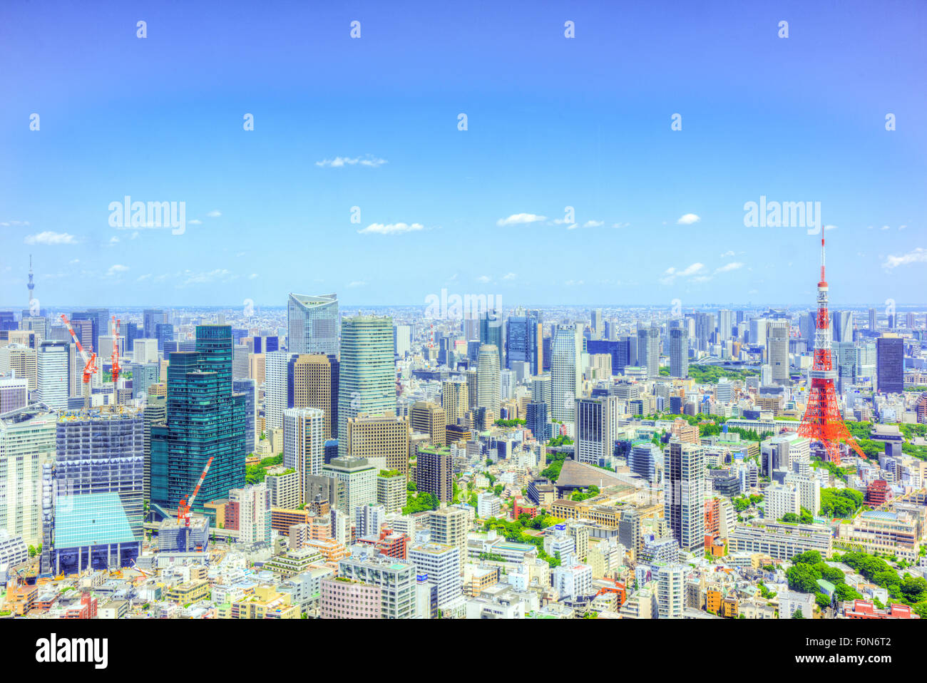 Tokyo Tower and Tokyo Skytree,view from Roppongi Hills observatory, Minato-Ku,Tokyo,Japan Stock Photo