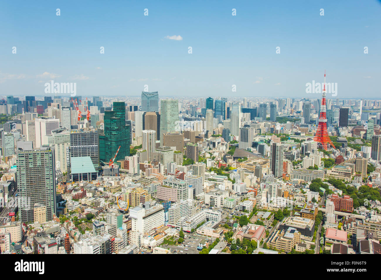 Tokyo Tower and Tokyo Skytree,view from Roppongi Hills observatory, Minato-Ku,Tokyo,Japan Stock Photo