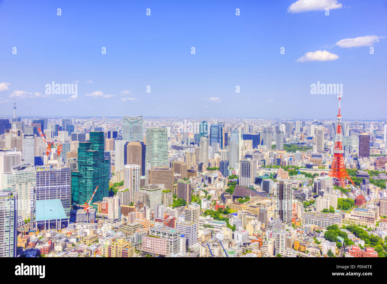 Tokyo Tower and Tokyo Skytree,view from Roppongi Hills observatory, Minato-Ku,Tokyo,Japan Stock Photo