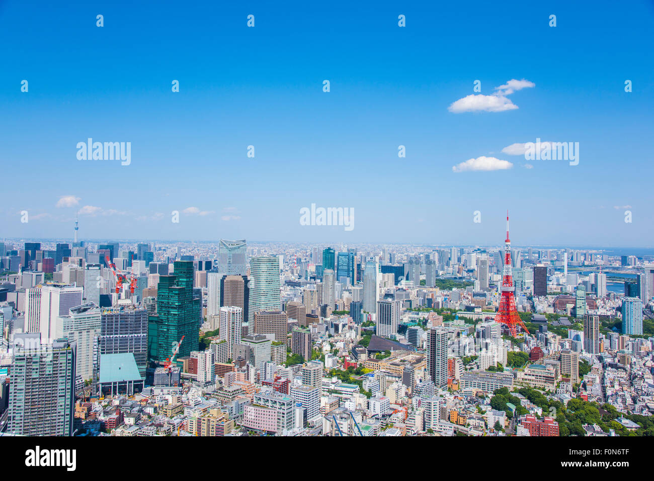 Tokyo Tower and Tokyo Skytree,view from Roppongi Hills observatory, Minato-Ku,Tokyo,Japan Stock Photo