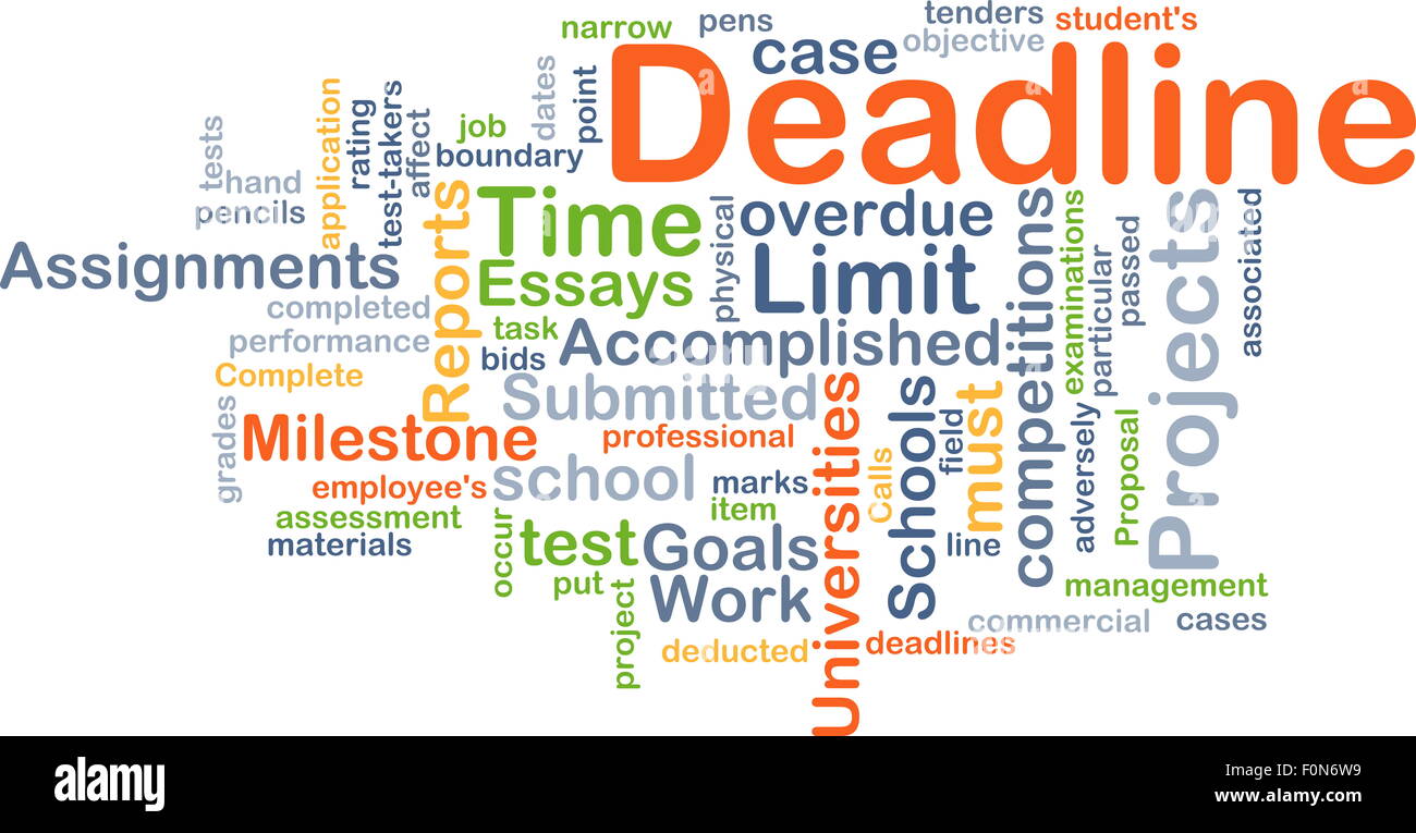 Background concept wordcloud illustration of deadline Stock Photo
