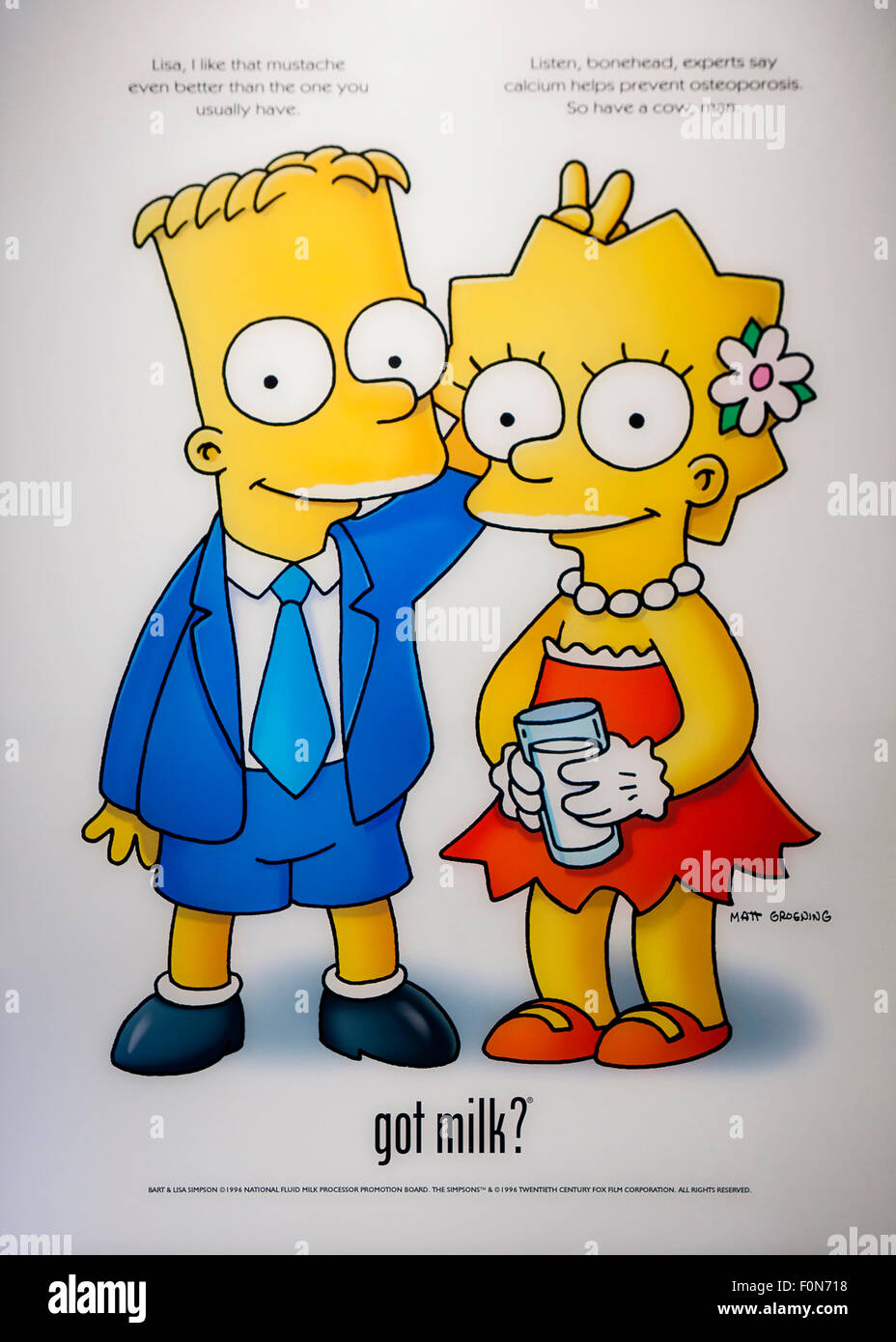 The Simpsons Got Milk? ad poster, circa 1997 - USA Stock Photo