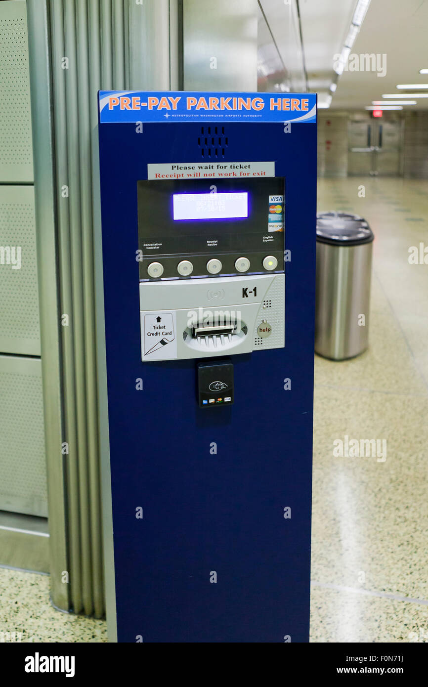 Pre-pay parking meter at airport - USA Stock Photo