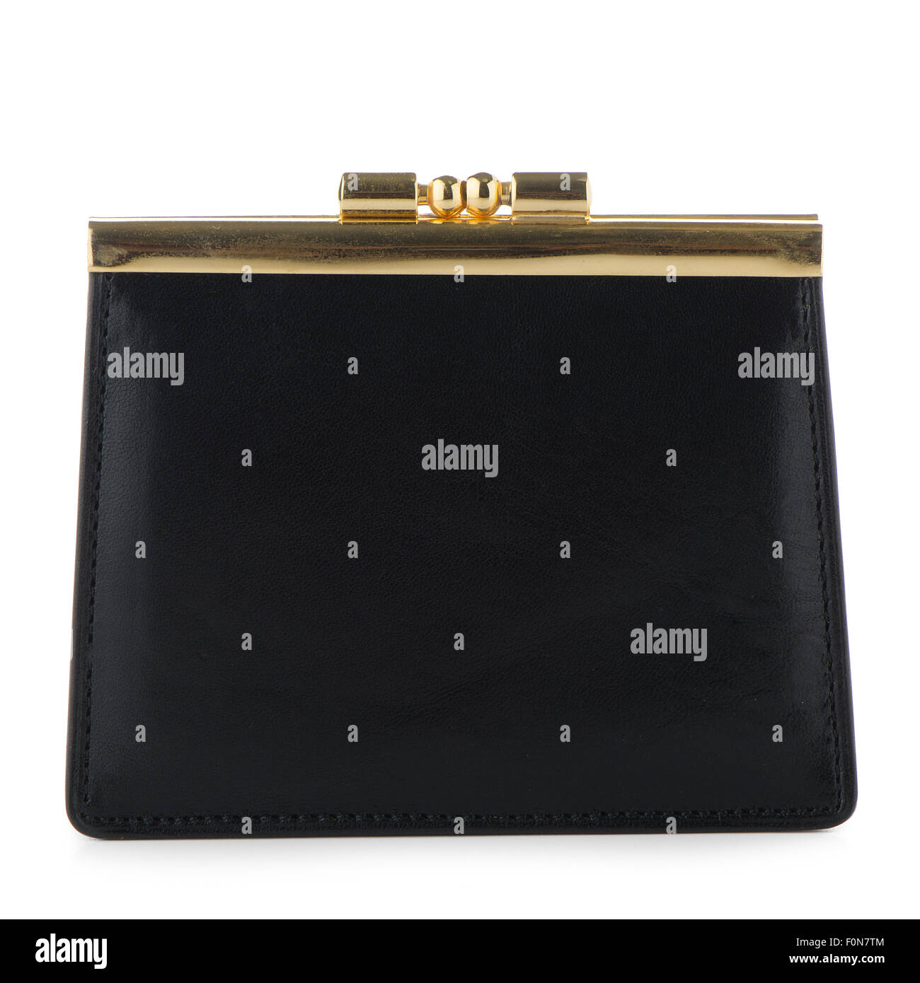Black leather purse isolated on white background Stock Photo - Alamy