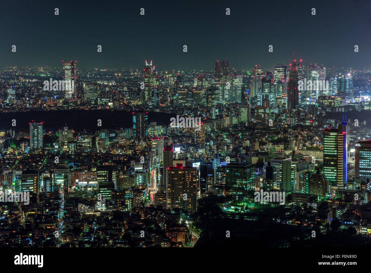 Night view toward Shinjuku from Roppongi Hills observatory Sky deck, Minato-Ku,Tokyo,Japan Stock Photo