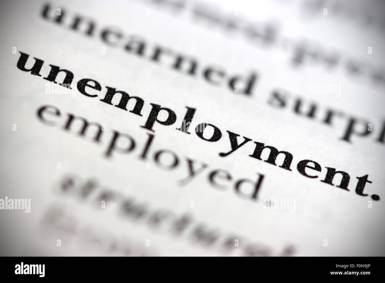 Close up of dictionary word Unemployment Stock Photo Alamy