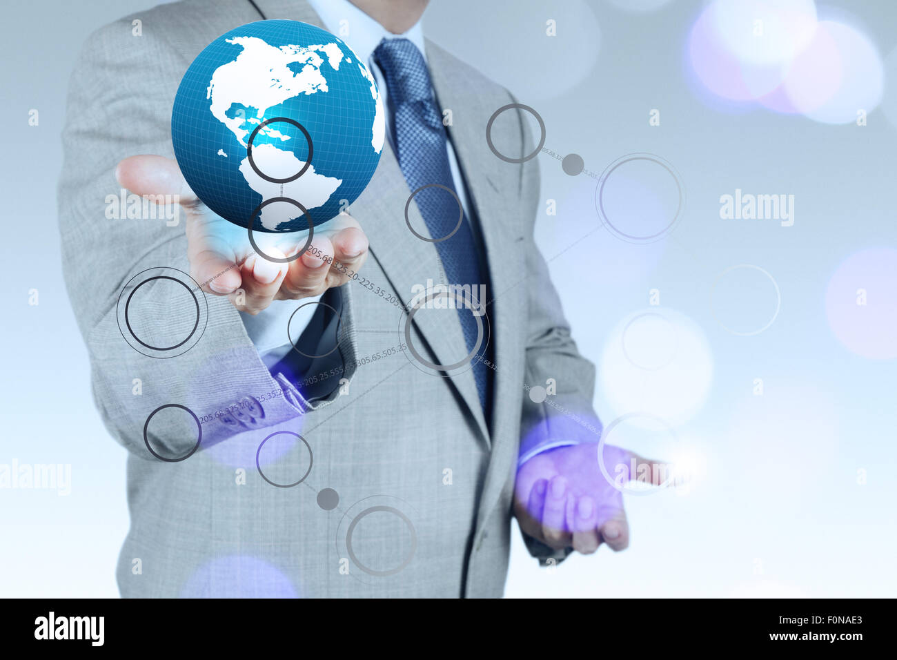 businessman hand drawing blank flow chart on new modern computer as ...